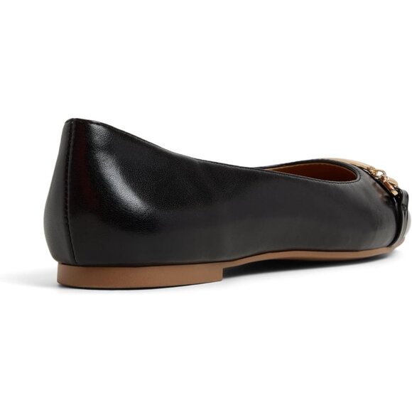 Aldo Womens Black Synthetic Closed Square Toe Low Wedge Heel Leanne Ballet Flat - Picture 2 of 5